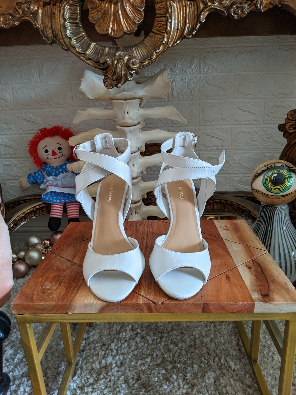 Le Chateau White Strappy Open-Toe Women's Heels